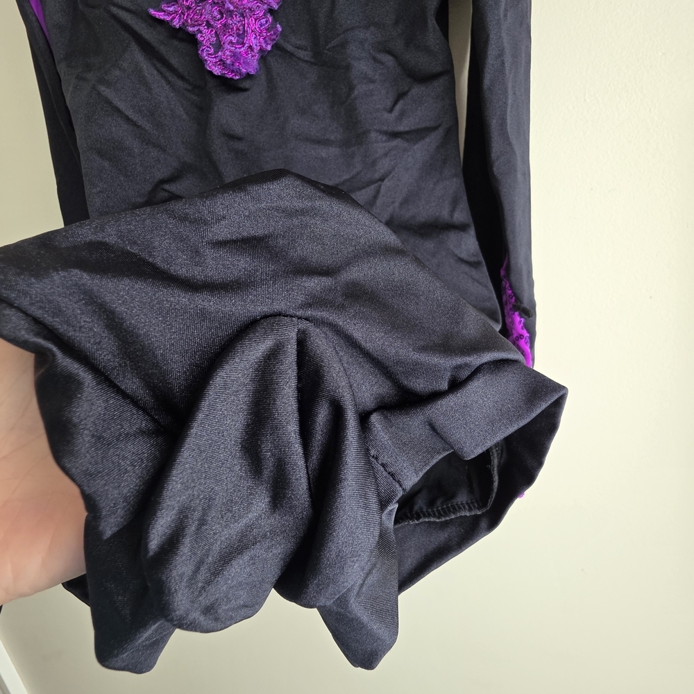Weissman Black & Purple Sequin Lace Biketard Dance Costume - Size MC (10/12) - Picture 7 of 11